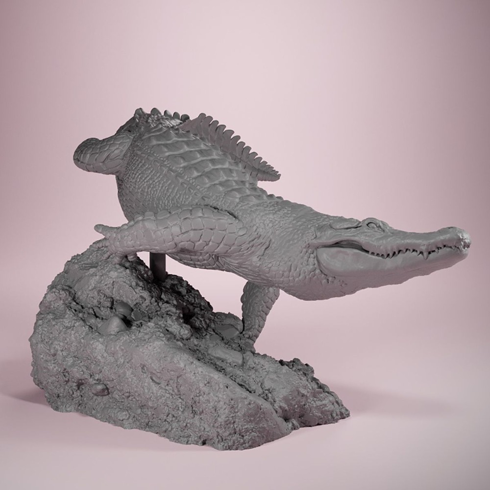 3D Printing Article - American Crocodile Swimming Posture 3D Printed