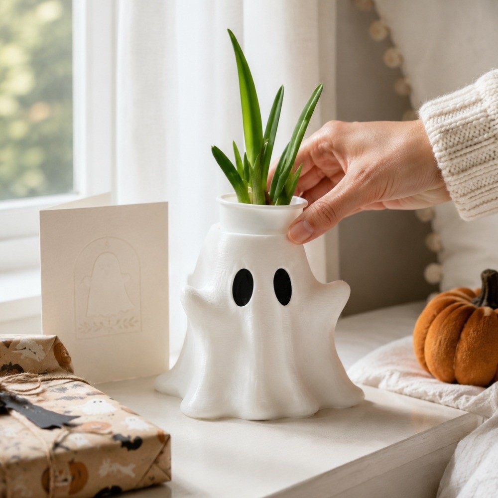 3D Printed White Ghost Vase Cr - đánh giá và giá 3D Printing Cafe